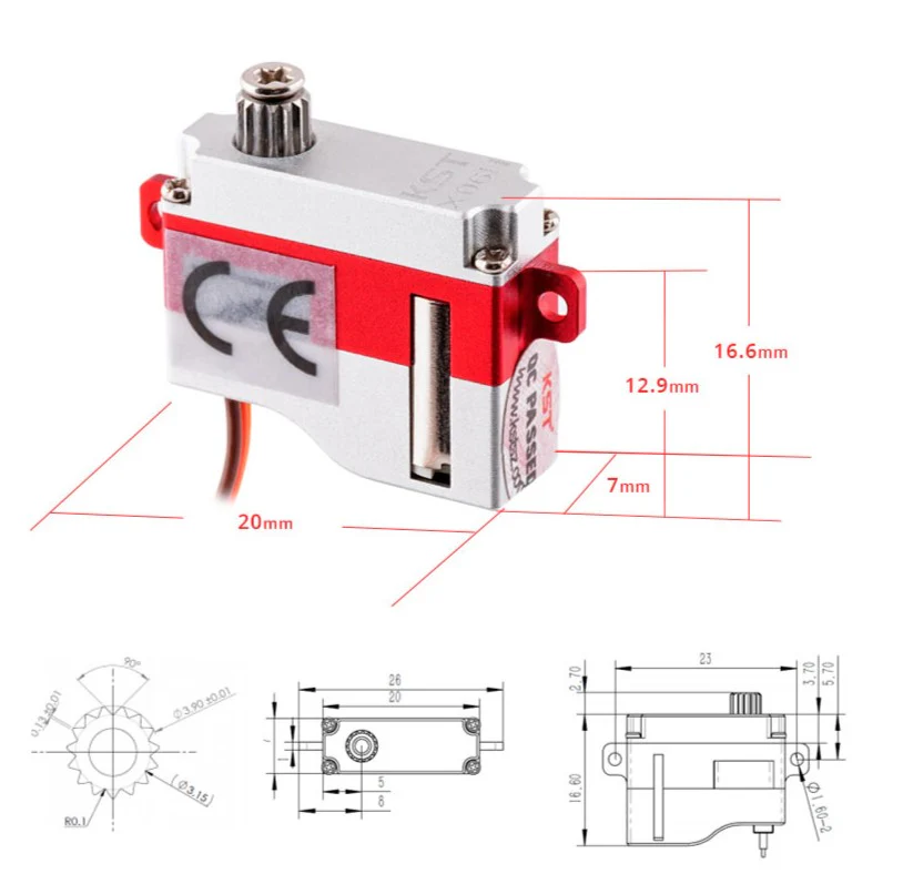 KST X06HV6 Servo Dimentions
