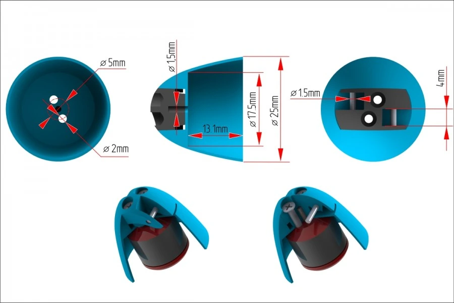 T-Mount 25mm Spinner Design for RC gliders