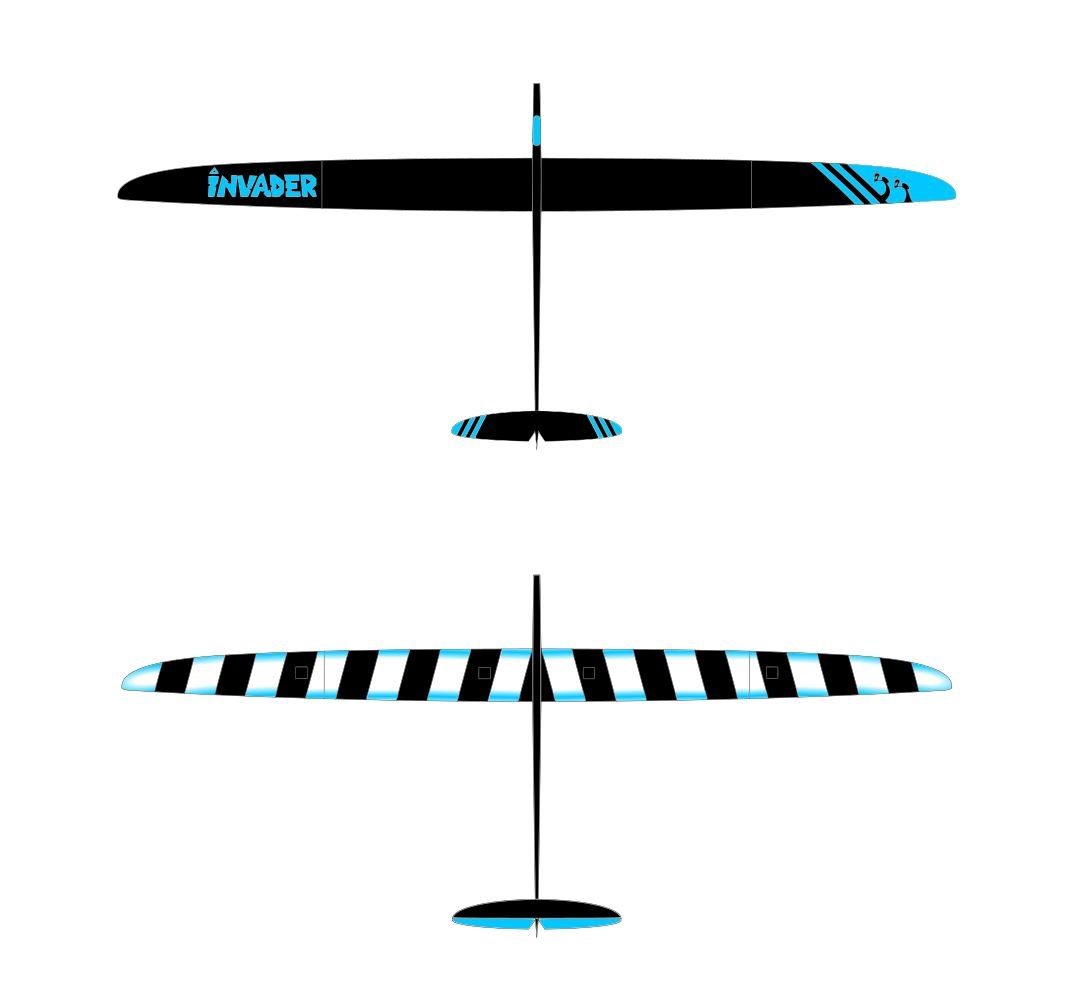 Invader F5J 4m RC Glider in Blue