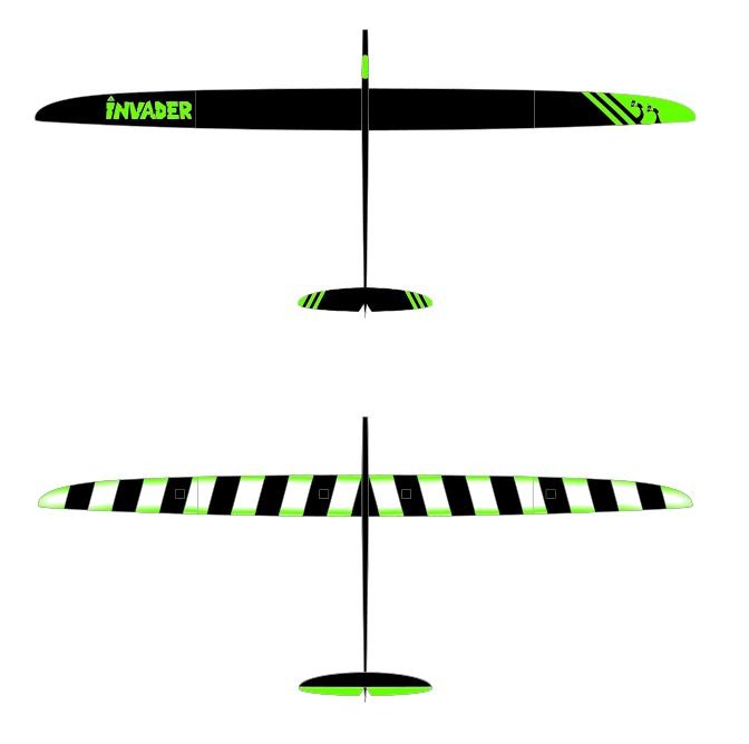 Invader F5J 4m RC Glider in Green