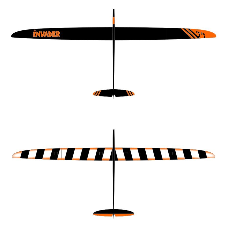 Invader F5J 4m RC Glider in Orange
