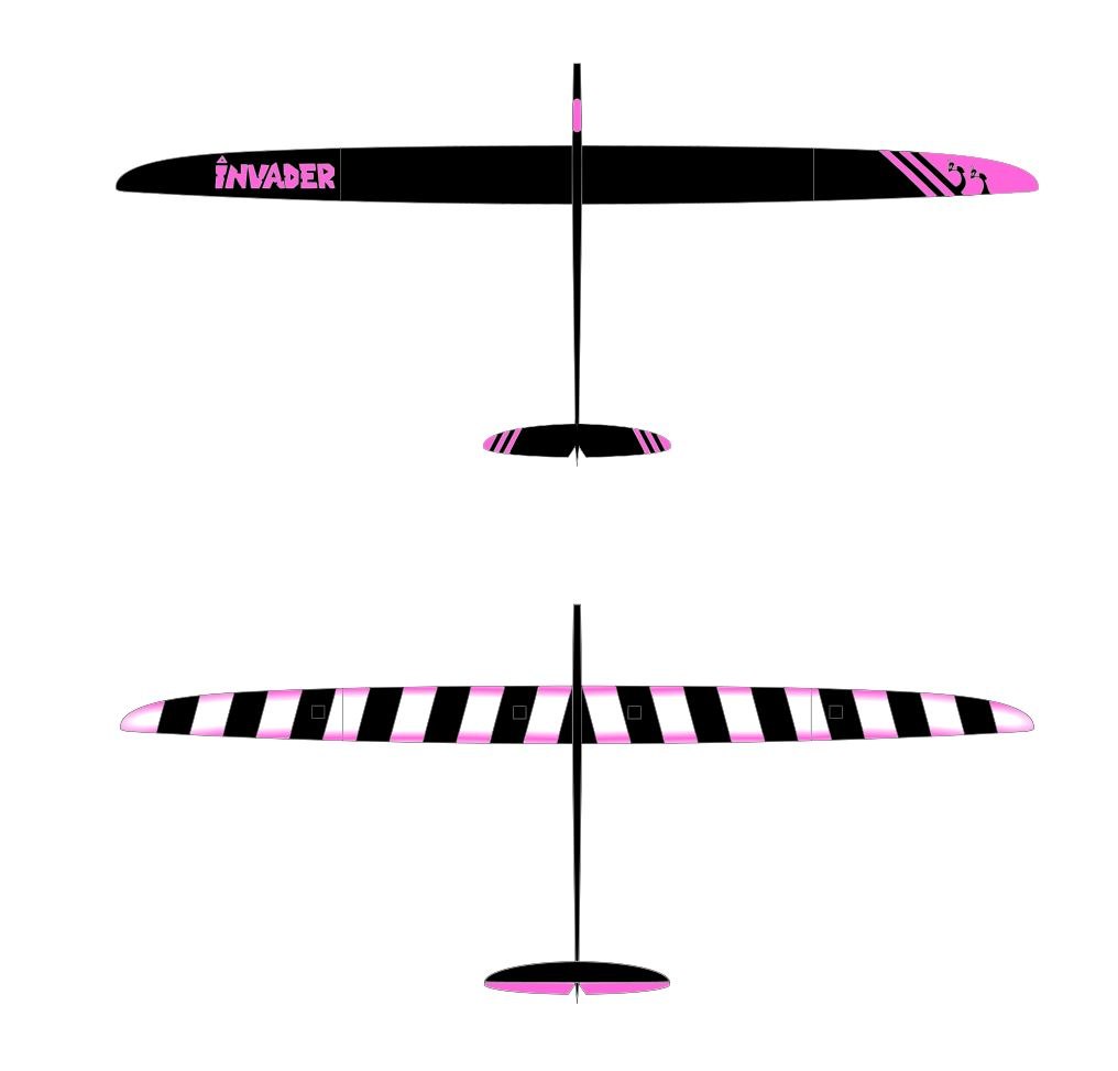 Invader F5J 4m RC Glider in Pink