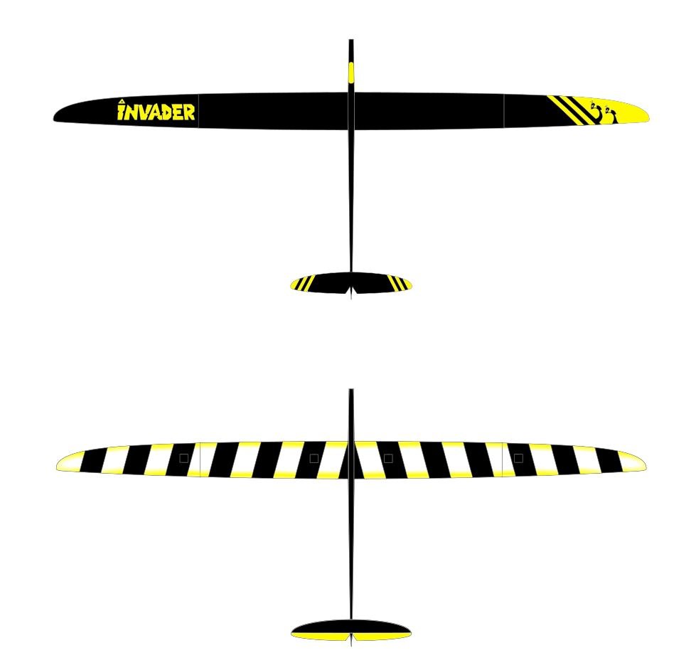 Invader F5J 4m RC Glider in Yellow